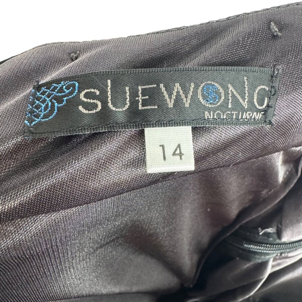 Sue Wong Nocturne Beaded Silk Ombre Babydoll Dress Whimsigoth Fairy Grunge Sz 14 - Picture 4 of 13